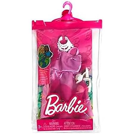 Imagem de Barbie Roupas e Acessórios Vestido Rosa Babados Colar Sapatos GWC27 HJT20 - Mattel