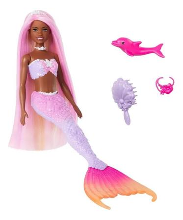 Imagem de Barbie Sereia Brooklyn Cabelo Rosa Golfinho Acessórios Hrp98