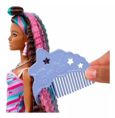 Boneca Barbie Totally Hair Pente Cabelo Troca Cor Acessorios - Rosa