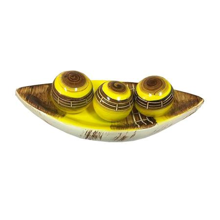 Imagem de Barca em Cerâmica Com 3 Esferas - Amarela