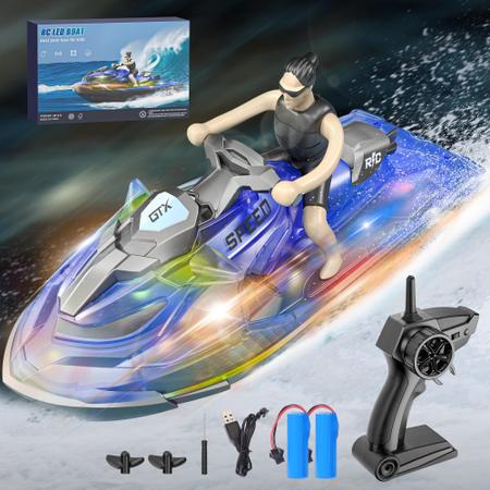 Imagem de Barco RC Whimsyland Jet-ski com motores duplos e luzes LED para crianças com mais de 6 anos