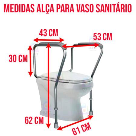 Imagem de Barra Apoio Vaso Sanitário Para Idoso - Alça Regulável