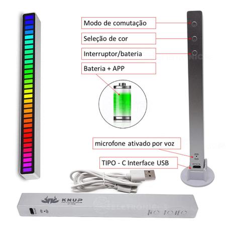 Imagem de Barra De Led RGB 32 Leds Ativo Por Sensor Rítmica Para Som Casa Carro KPFR508