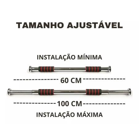 Imagem de Barra De Porta Ajustável Para Exercícios 62 a 100 cm Treino Fitness BARRA / PULL UP