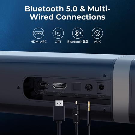 Imagem de Barra de som MZEIBO 50W Bluetooth para TV com 4 drivers e controle remoto
