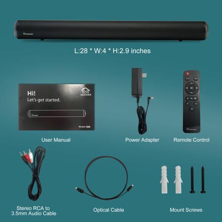 Imagem de Barra de som Wohome de 28 polegadas 80W para TV com HDMI-ARC, Bluetooth