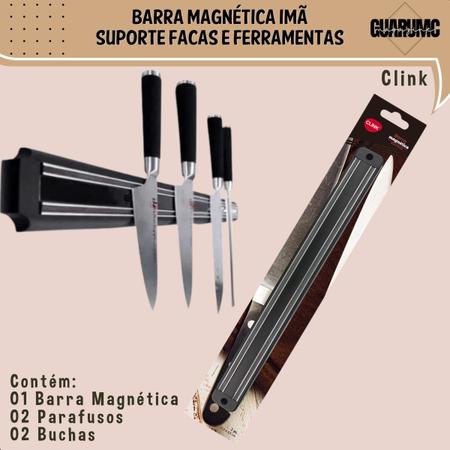 Imagem de Barra Magnética Imã Suporte Facas Ferramentas Cozinha Oficina 37,5cm Clink