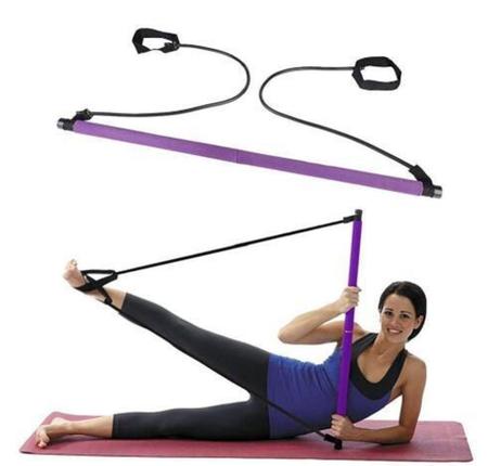 Imagem de Barra P/ Treino De Pilates Extensor Elástico Yoga Exercício Roxo - Mbfit