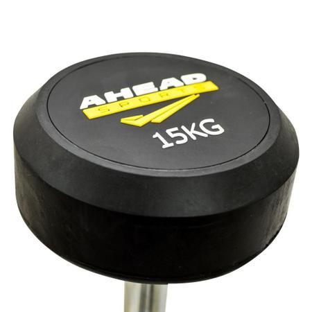 Imagem de Barra Reta Montada 15 Kg As3009 Ahead Sports Preto E Amarelo