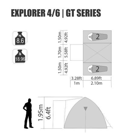 Imagem de Barraca Acampamento Até 6 Pessoas Nautika Camping Explorer GT