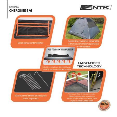 Imagem de Barraca Camping Cherokee 5/6p Coluna D'água 2500mm Nautika