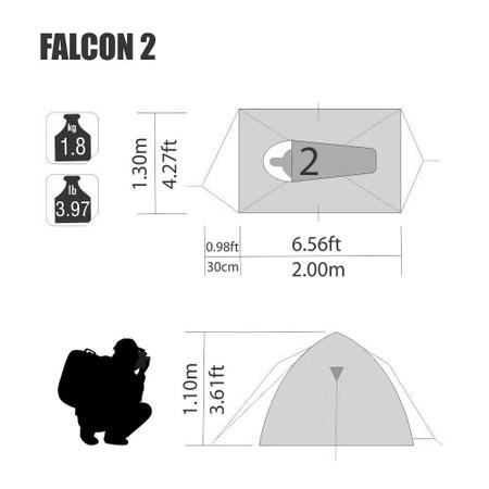 Imagem de Barraca Camping Falcon 2 Pessoas Coluna Dágua 1000 Mm