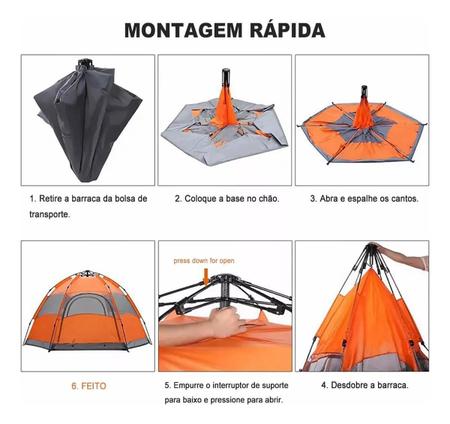 Imagem de Barraca Monta Sozinha Camping 4 Pessoas Automática Dobrável
