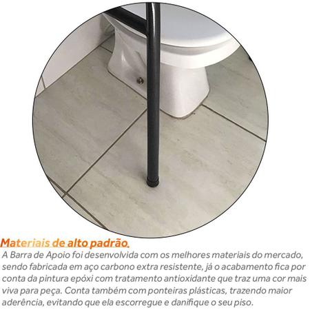 Imagem de Barras De Apoio Para Banheiro Em Aço Para Idosos 77cm