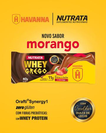 Imagem de Barrinha Whey Grego Bar Havanna C/12 Unidade 40g Dulce de leche & Morango - Nutrata