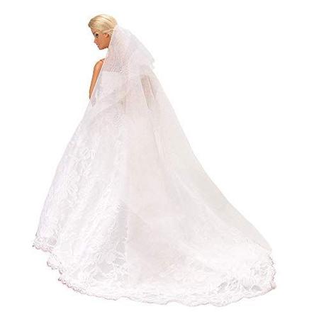 Barwa Vestido de noiva branco com véu e roupas de festa à noite
