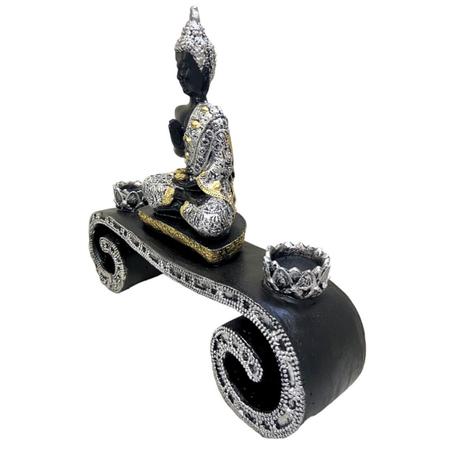 Base Aparador Estátua de Buda Hindu com Altar e 2 Castiçais em Resina - LZ Decorações Imagem de Base Aparador Estátua de Buda Hindu com Altar e 2 Castiçais em Resina