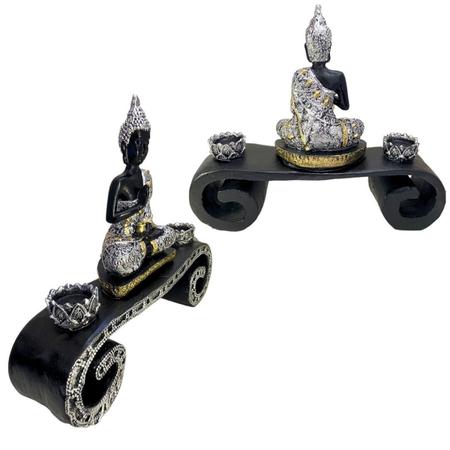 Base Aparador Estátua de Buda Hindu com Altar e 2 Castiçais em Resina - LZ Decorações Imagem de Base Aparador Estátua de Buda Hindu com Altar e 2 Castiçais em Resina