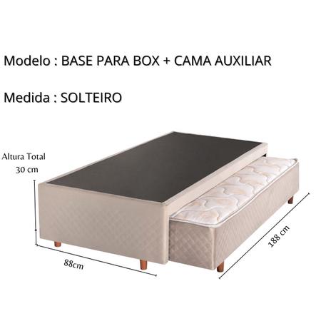 Imagem de Base Box+Cama Auxiliar com Colchão de Espuma Solteiro 88x188x24cm BEGE Cristalflex