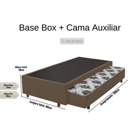 Imagem de Base Box+Cama Auxiliar com Colchão Solteiro MOLAS ENSACADAS  88x188x30cm Marrom Cristalflex
