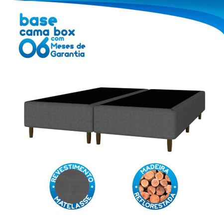 Imagem de Base Cama Box para Colchão Casal Queen 158x198cm Talia Cinza Umaflex