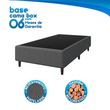 Imagem de Base Cama Box para Colchão Solteiro 88x188cm Talia Cinza Umaflex