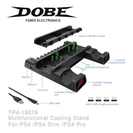 Base Cooler Suporte Vertical Compatível com Playstation 4 PS4 Slim Pró  Carregador - Dobe - Acessórios PS4 - Magazine Luiza