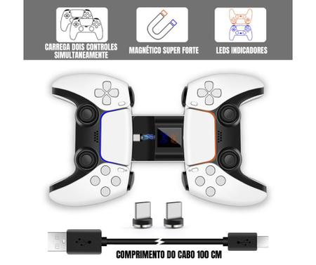 Carregador Controle Ps5 Carrega 2 Controles Ao Mesmo Tempo em