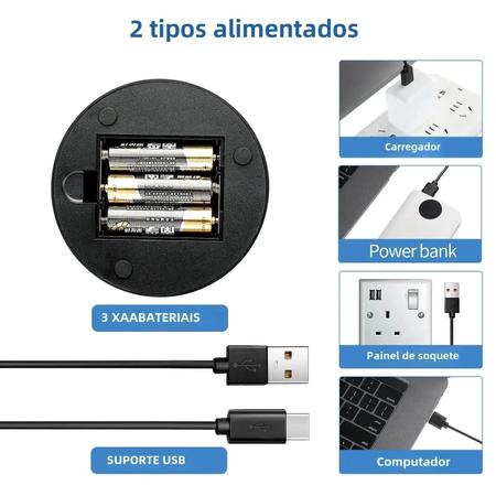 Imagem de Base de Luz Noturna LED Ajustável com 16 Cores - Controle Remoto e USB