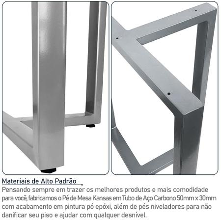 Imagem de Base de Mesa de Jantar Kansas para Tampos de Vidro Pedra e Madeira até 200cm x 100cm - Prata