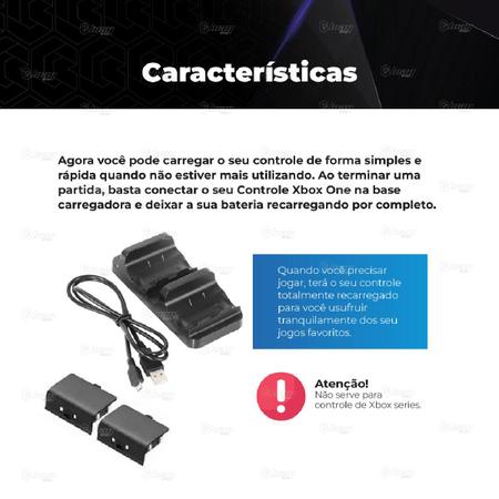 Imagem de Base Dock Carregador Duplo Para Controle Xbox One Preto  + 2 Baterias Recarregáveis Preta + Cabo Usb