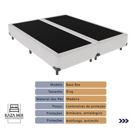 Imagem de Base King Size Box Branco 193cm Madeira KazaMix