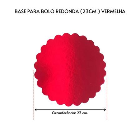Imagem de Base Laminada Vermelha Para Bolo Redondo 23cm - 100 Unidades