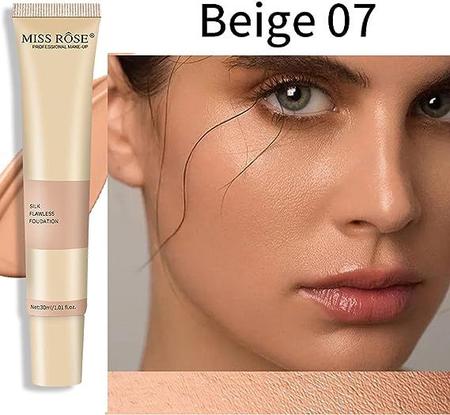 Base Líquida Silk Flawless Fundation Efeito Hidratante Maquiagem para Rosto  Miss Rôse Cor Beige 7 - Online - Base Facial - Magazine Luiza