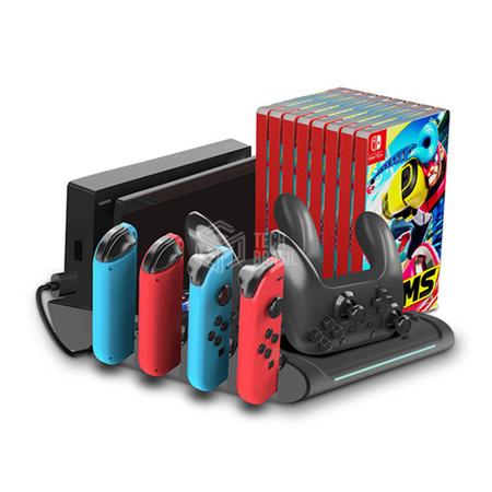 Base Multifuncional Para Nintendo Switch e Switch Oled Carregador Suporte  Cooler 2 USB Suporte 8 Jogos 