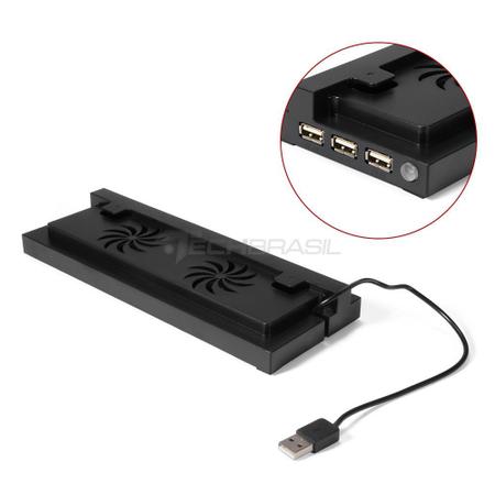 Imagem de Base Suporte 3 USB Carregador Cooler Compatível Com Xbox One S Preto Slim