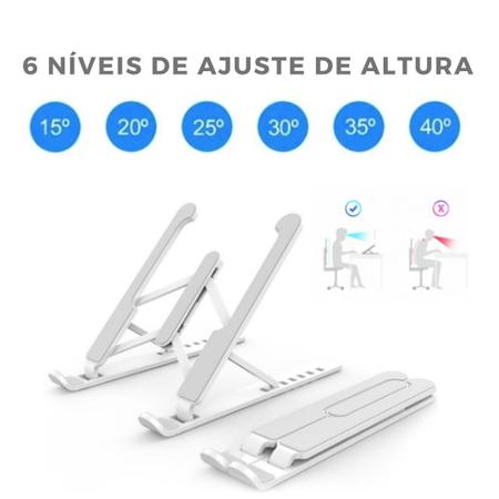 Imagem de Base Suporte Apoio Notebook Ajustável E Ergonômico Cinza