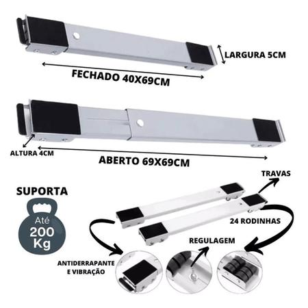 Imagem de Base Suporte Rodinhas Geladeira Fogão Maquina Lavar Móveis