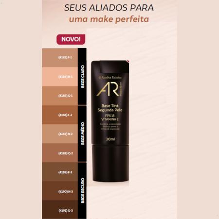 Imagem de Base Tint Segunda Pele 30ml Tom F-3 Bege Escuro Frio AR Maquiagem Abelha Rainha REF 4189