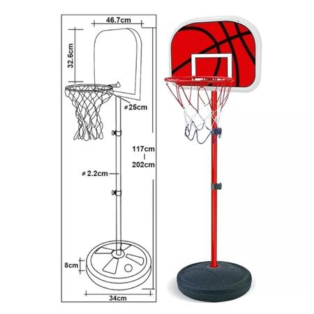 Basquete Radical Altura Regulável 117-202cm, DM Toys