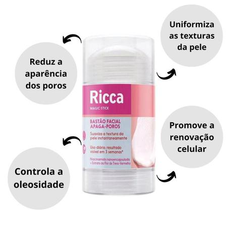 Bastão Facial Ricca Apaga-Poros 30G Cód.3808 - Belliz company Imagem de Bastão Facial Ricca Apaga-Poros 30G Cód.3808