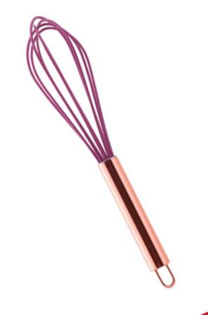 Imagem de Batedor de ovos fouet rose cobre rosa de aço inox e silicone 26cm batedor massas profissional manual
