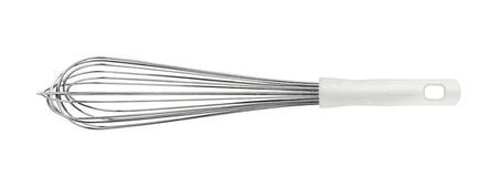Imagem de Batedor manual tramontina profissional em aço inox com cabo em polipropileno branco 40 cm
