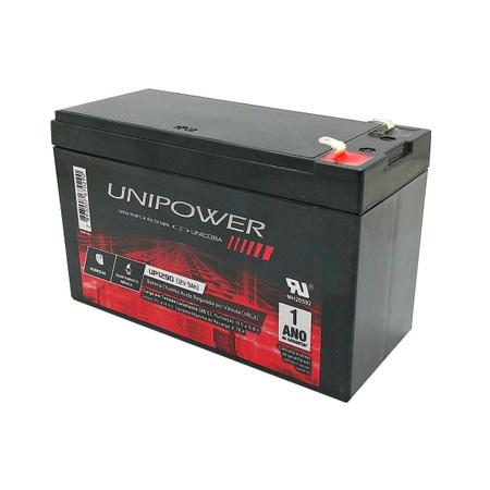 Imagem de Bateria 12V 9Ah Selada para Nobreaks Alarmes e Sistemas de Segurança Unicoba Unipower UP1290