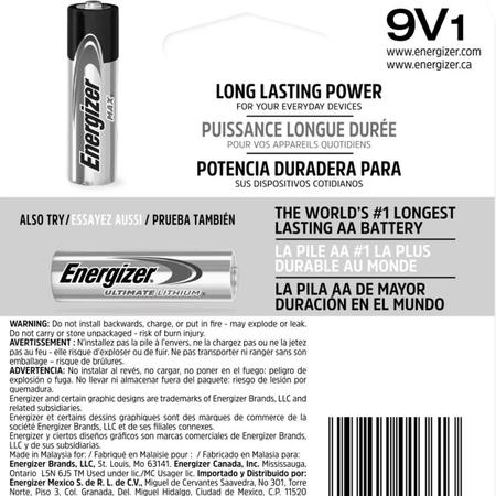 Batería alcalina 9V Max Energizer