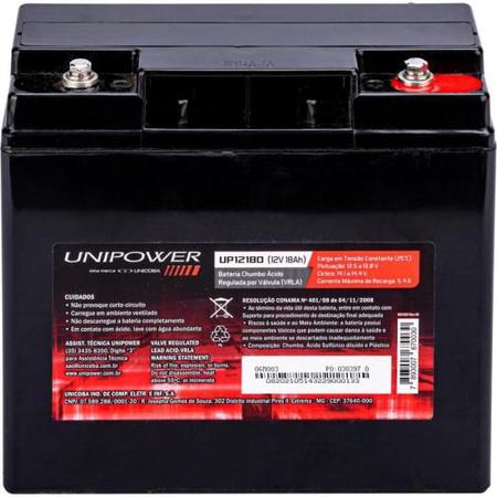 Imagem de Bateria Estacionária Selada 12V/18A VRLA UP12180 UNIPOWER