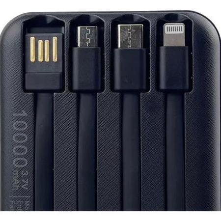 Imagem de Bateria Externa Power Bank 10000mah Com 4 Cabos + Indução Cor Preto