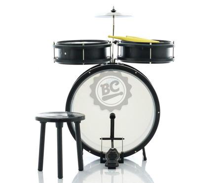 Imagem de Bateria Infantil Custom Kids Preta CDKM3 com 3 tambores, prato, pedal, banco e pronta pra tocar
