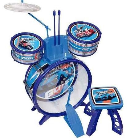 Imagem de Bateria Infantil Hotwheels Tambor Baquetas Pedal