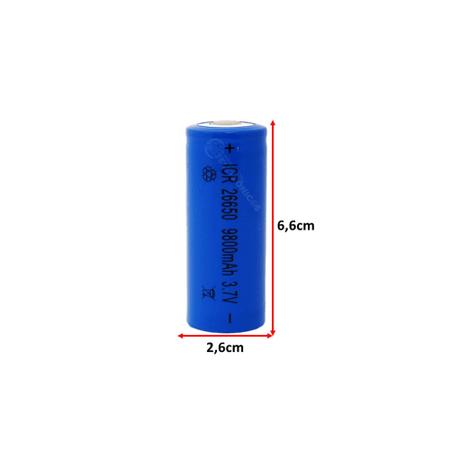 Imagem de Bateria Lítio 26650 3.7V Recarregável Para Lanterna Rádio Potencia 9800mah BA26650